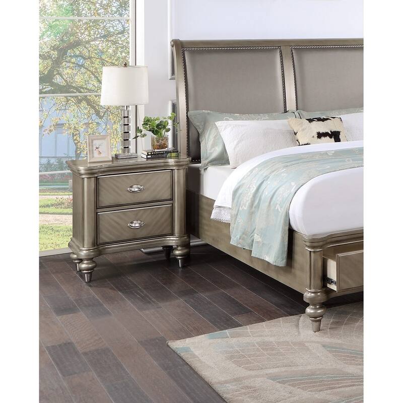1pc Nightstand Storage Space Bedside Table