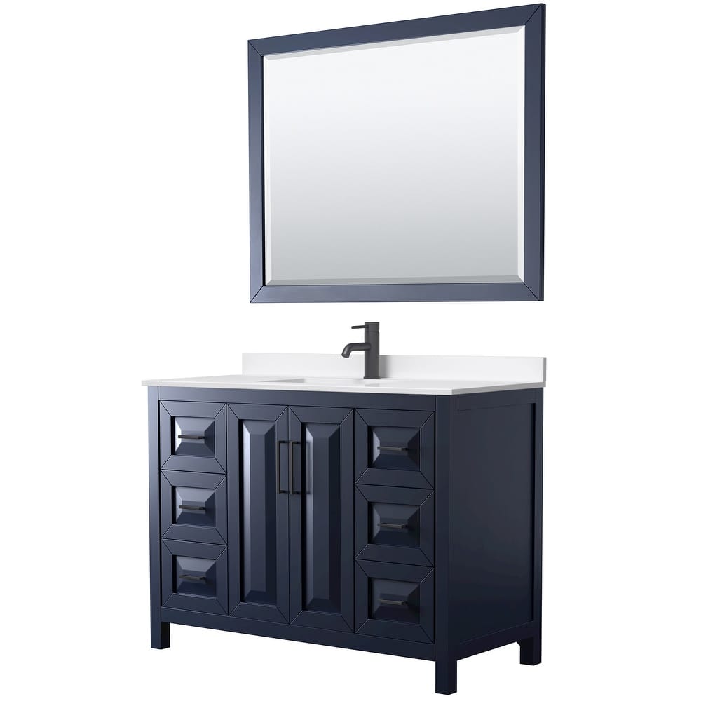 Daria 48-inch Single Vanity, Single Hole Quartz Top, 46-inch Mirror