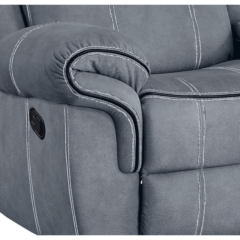 Two Tone Gray Velvet Recliner Loveseat W/Usb Port & Console