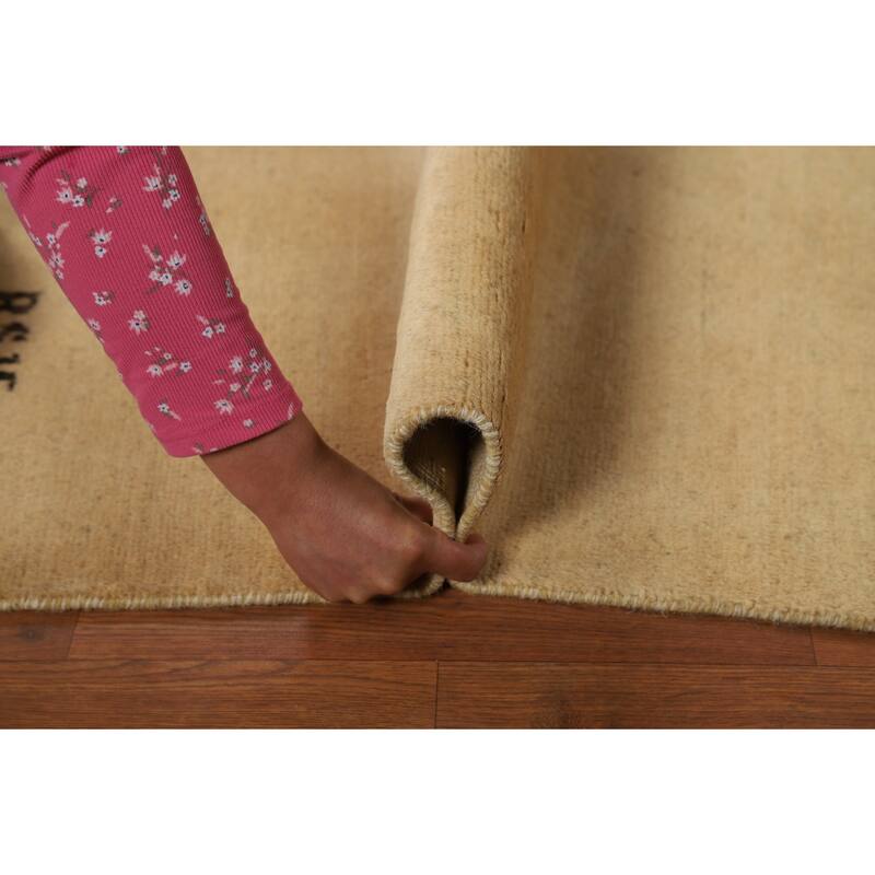 Modern Gabbeh Oriental Foyer Rug Hand-Knotted Solid Wool Carpet - 2'8"x 4'0"