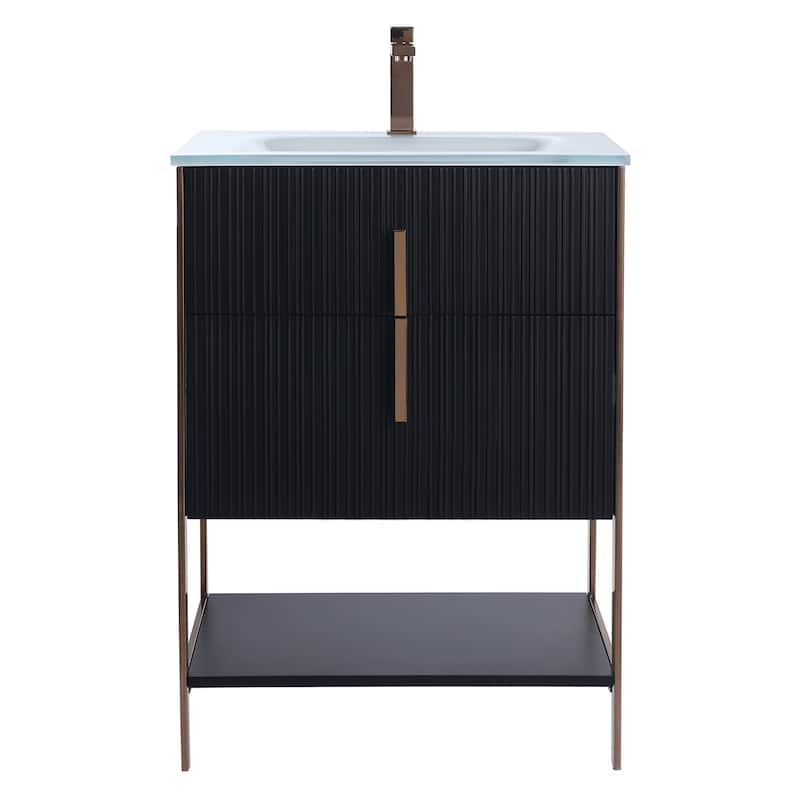 Fine Fixtures Serenity Modern Bathroom Vanity with White Glass Top