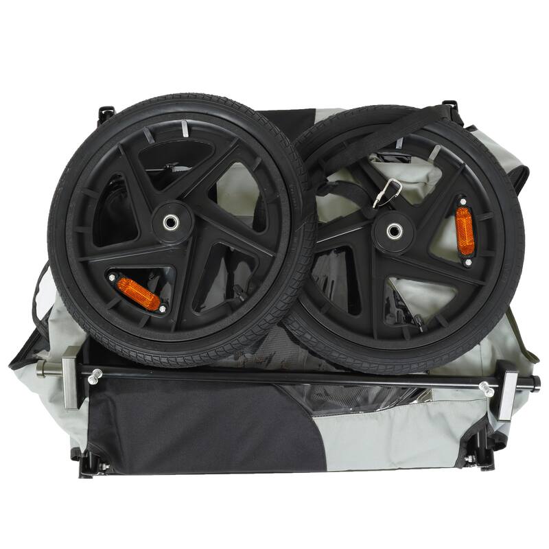 Outdoor Heavy Duty Collapsible Pet Bike Trailer with 16-Inch All-Terrain Wheels & Universal Hitch, Foldable Dog Carrier Cart