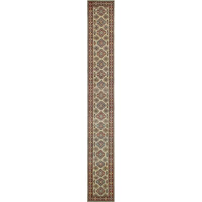 Noori Rug Kazak Oluyemi Ivory/Red Runner - 2'6" x 20'0"