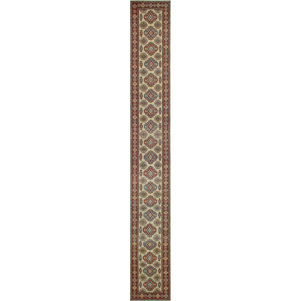Noori Rug Kazak Oluyemi Ivory/Red Runner - 2'6" x 20'0"