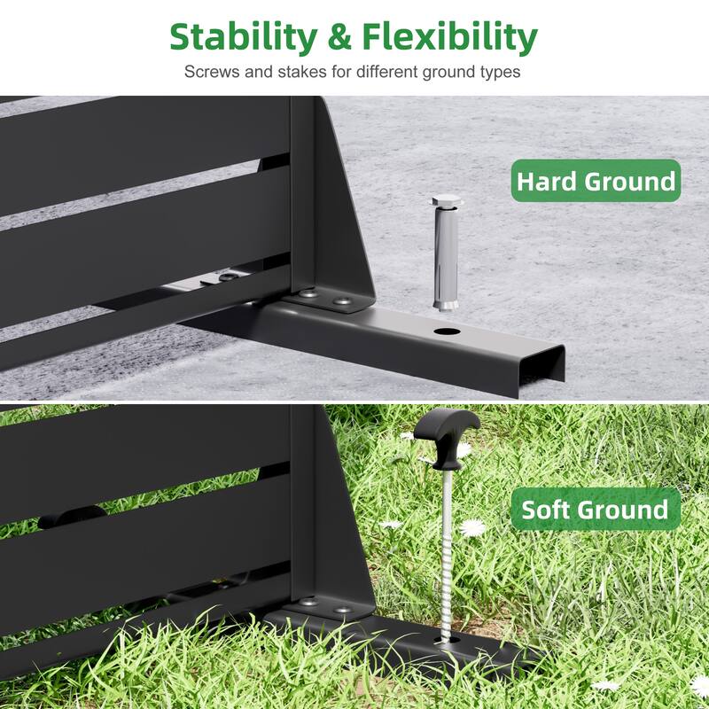 Outdoor Privacy Screen with Stand for Patio Garden Metal Fence Set of 2