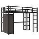 preview thumbnail 6 of 9, Metal Full Size Loft Bed with Desk, Shelves, and Wardrobe - Black