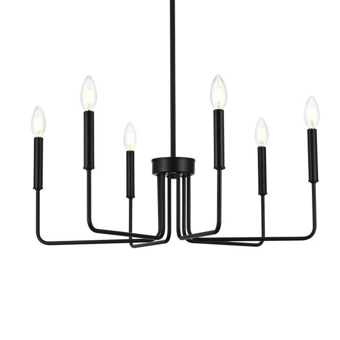 Elegant Lighting LD742D26 Willa 6 Light 26" Wide Candle Pendant - Black