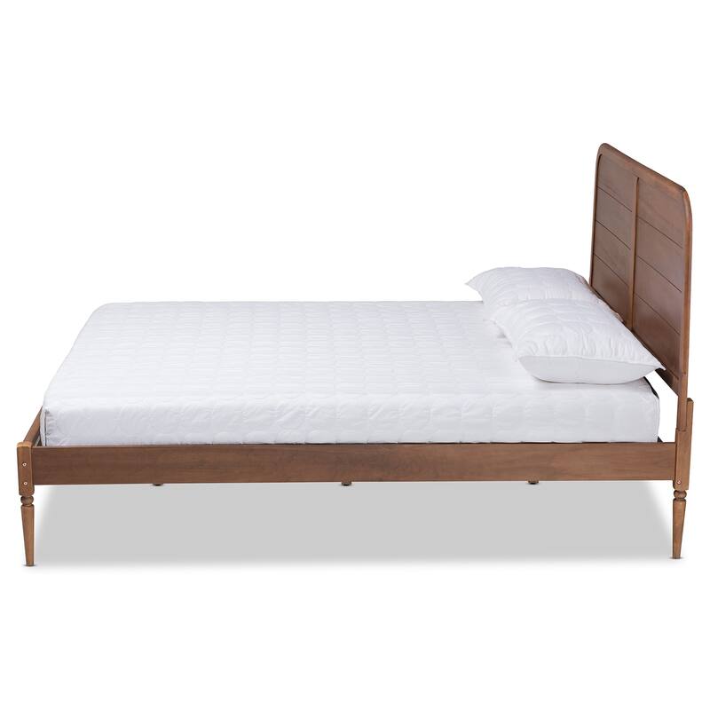 Kassidy Classic and Traditional Wood Platform Bed-Walnut Brown