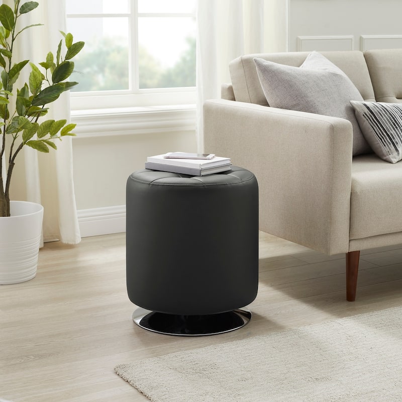 Chelle Faux Leather Swivel Ottoman