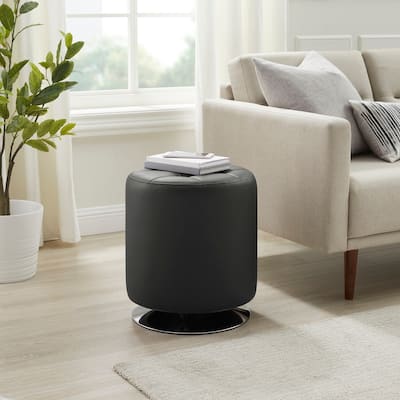 Chelle Faux Leather Swivel Ottoman