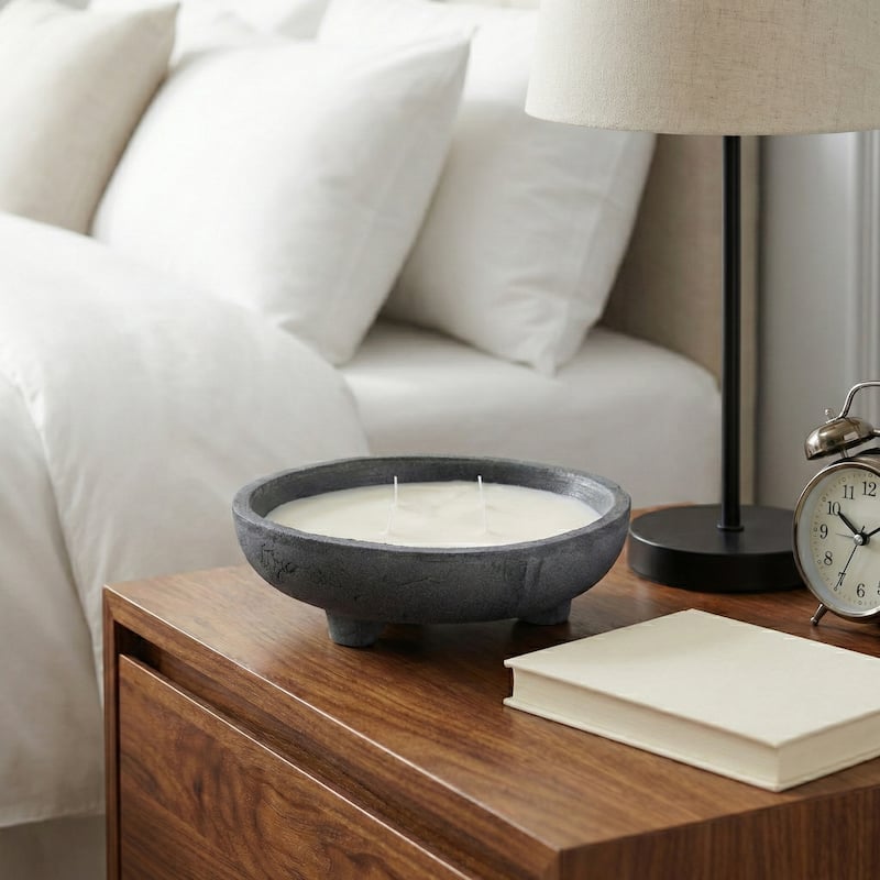 Round Distressed Ceramic Lemon Scented Candle - 12" - 11.75"