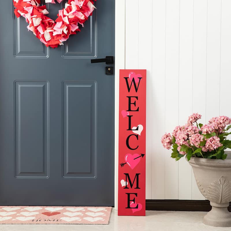 Glitzhome 36"H Valentine's Wooden Welcome Porch Sign