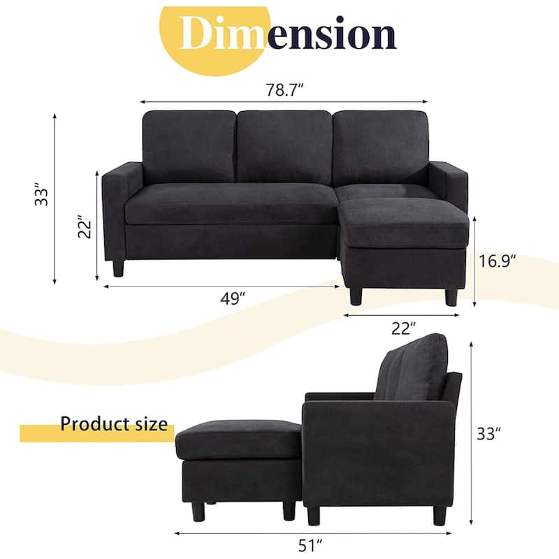 Futzca Modern Convertible Sectional Sofa L-Shaped Couch