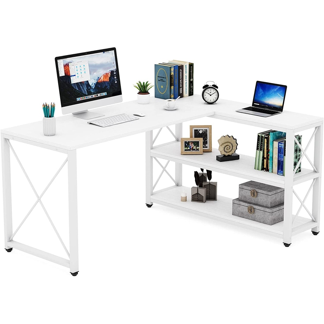 Industrial L-Shaped Desk with Storage Shelves, Corner Computer Desk PC  Laptop Study Table Workstation - On Sale - Bed Bath & Beyond - 32694014
