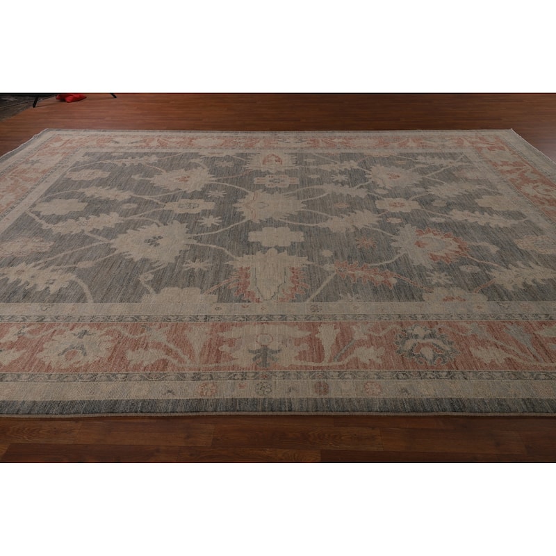 Vegetable Dye Grey Oushak Turkish Large Rug Hand-Knotted Wool Carpet - 10'1"x 14'3"