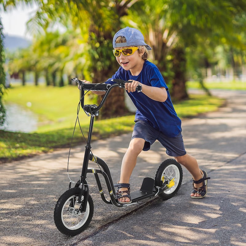 Kids Balance Bike with Adjustable Handlebar and Inflatable Soccer Ball Wheels for Outdoor Use