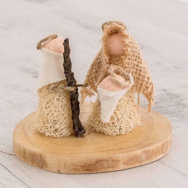 Novica Handmade Quaint Nativity Natural Fiber Nativity Sculpture