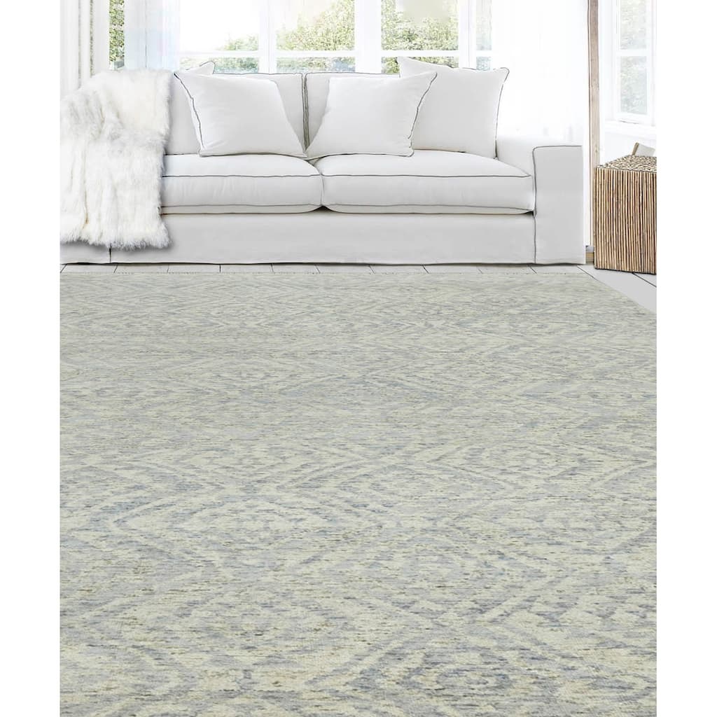 Hand Knotted All-Over Gray Oushak Wool Transitional Oriental Area Rug
