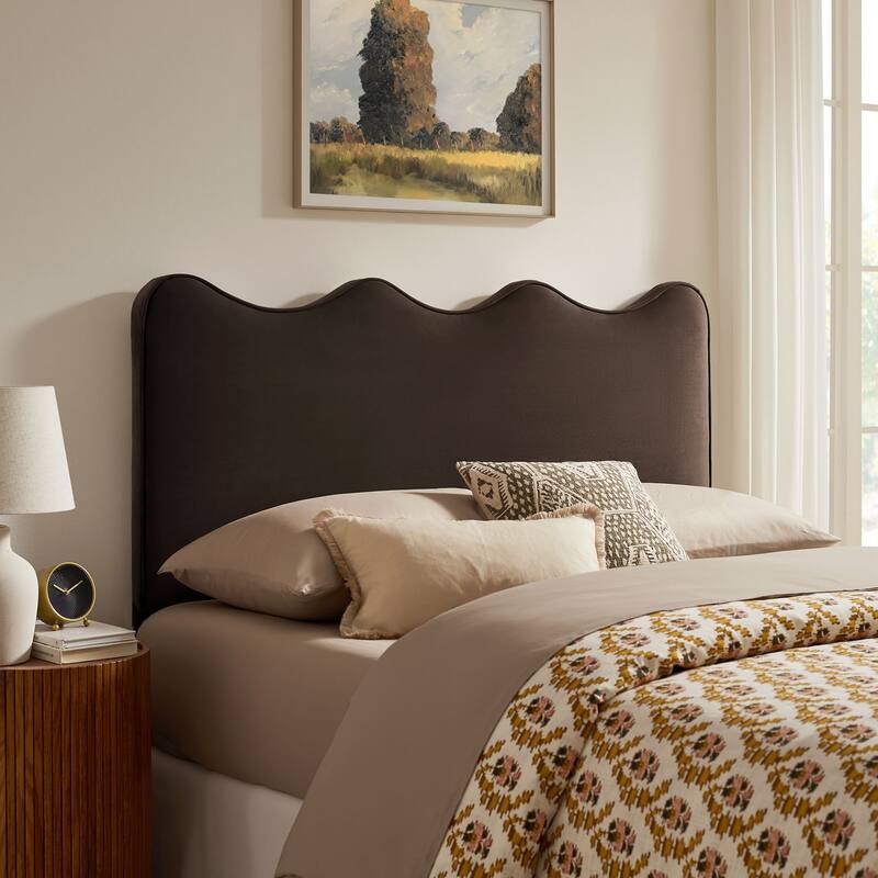 Athena Stain-Resistant Performance Velvet Headboard - Chocolate Brown - Full