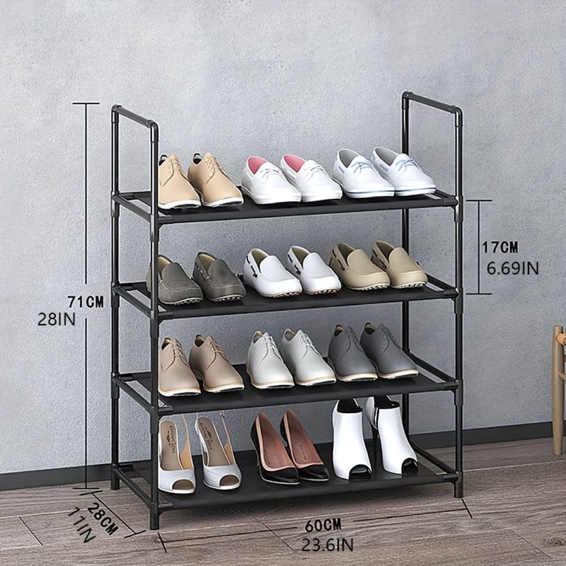 Black Heavy Duty Steel and Plastic Storage Rack Durable Multi Layer Organizer for Home and Office - 23.6” x 11” x 28”