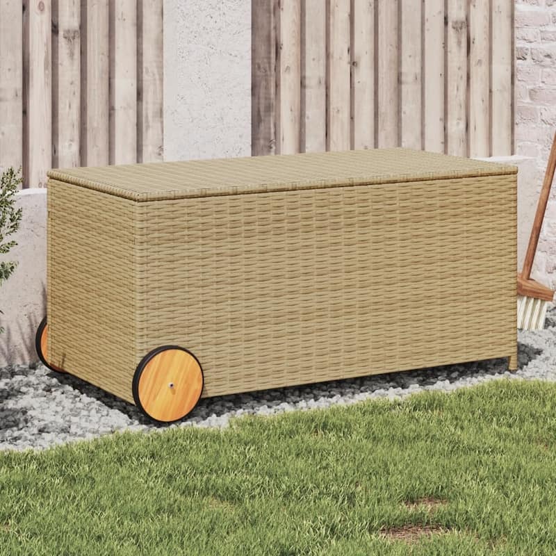 vidaXL Patio Storage Box Poly Rattan 70.9"x35.4"x27.6" Gray - Mix beige