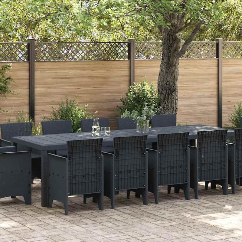 vidaXL Garden Dining Set 13 pcs Plastic - 39 x 118 x 29 - Anthracite/ without cushion set 4