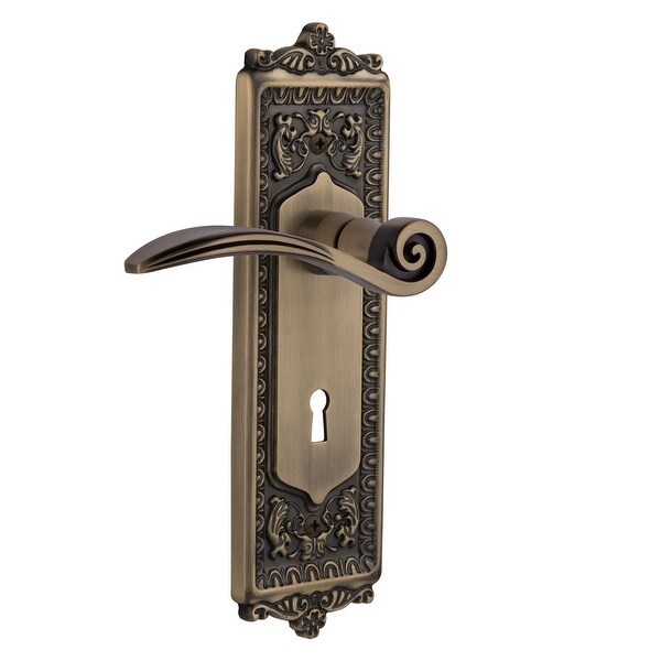 Nostalgic Warehouse EADSWN_SD_KH_LH Swan Left Handed Non-Turning One-Sided Door Lever with Egg & Dart Rose and Decorative