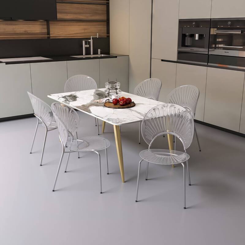 Opulent Plastic Dining Side Chair With Chrome Base Set of 4