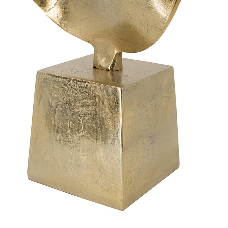 Abstract Sculpture with Pedestal Base - 28.25" - Gold