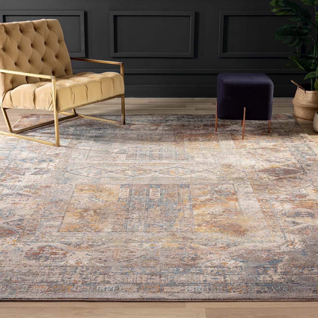 Blue Tones/Earth Tribal Area Rug