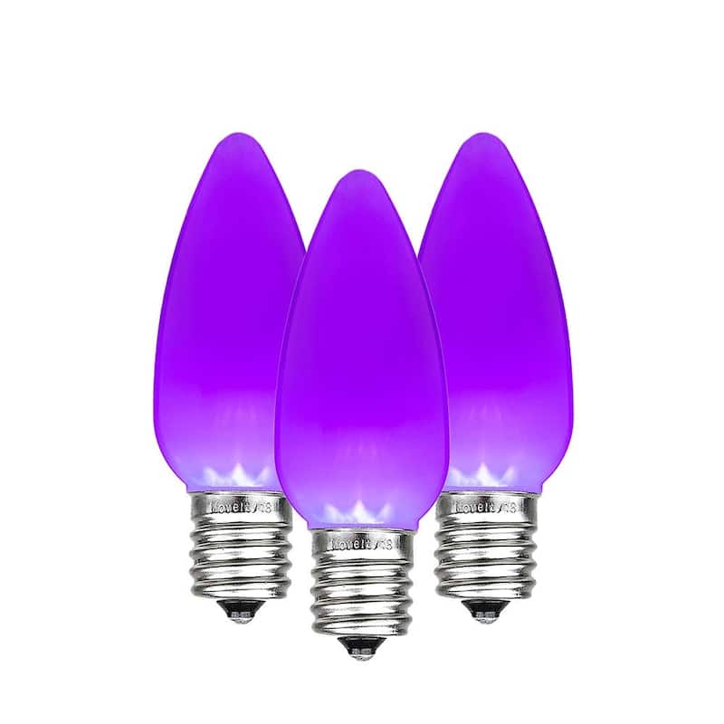 25 Pack C9 LED Plastic Ceramic Outdoor Christmas Replacement Bulbs, Multi - Purple