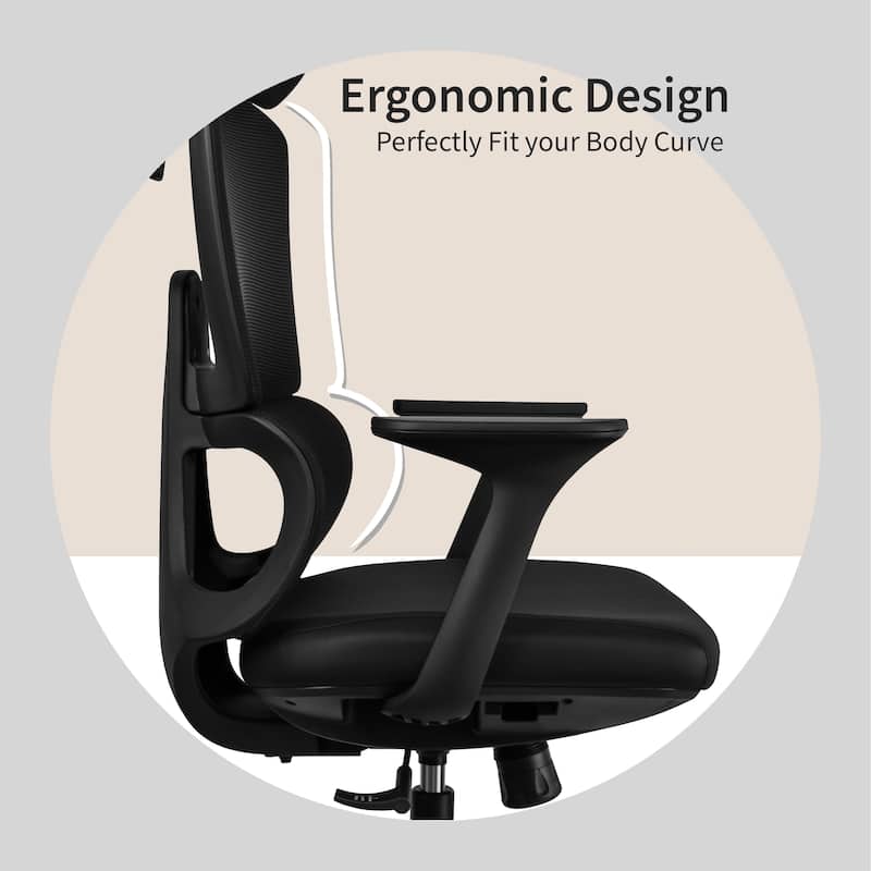 Ergonomic Office Chair with Lumbar Computer Adjustable Headrest Executive Desk Armchair Tall High Back Mesh