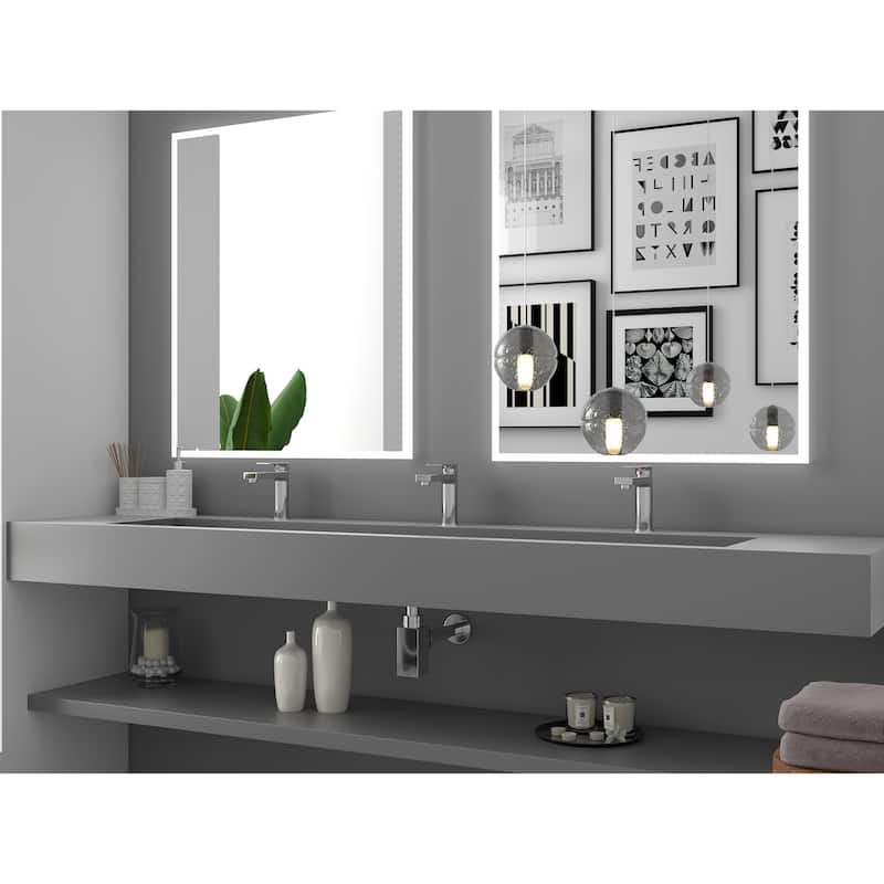 Pyramid Solid Surface Wall-Mounted Bathroom Sink - 84" - Grey