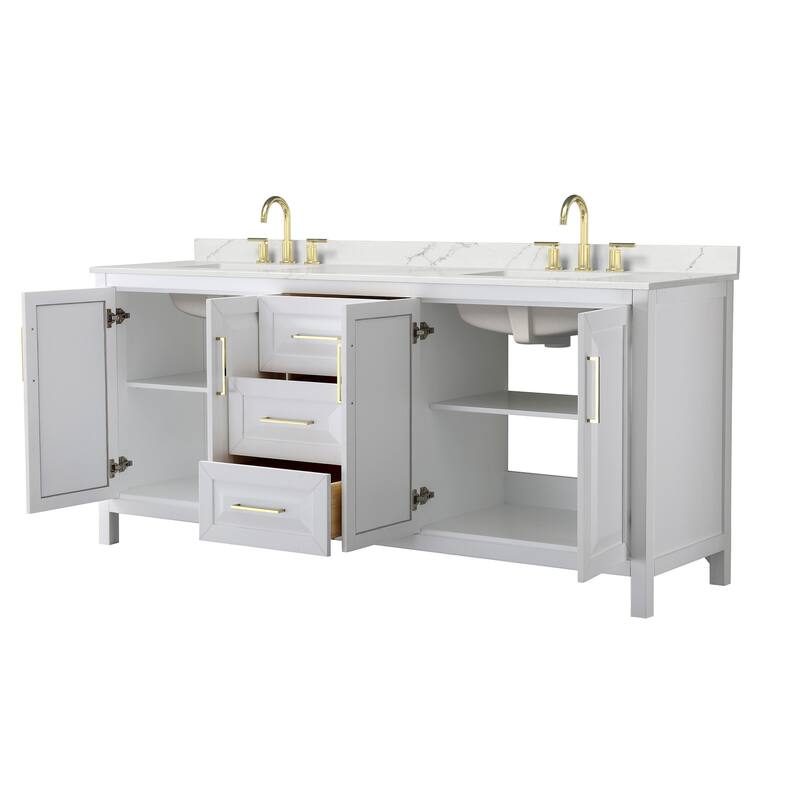 Daria 80-inch Double Vanity, 3 Hole Quartz Top