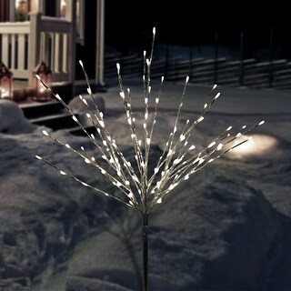 Alpine Corporation 39"H Indoor/Outdoor Metallic Foil Tree Stake Holiday Decoration with Green LED Lights