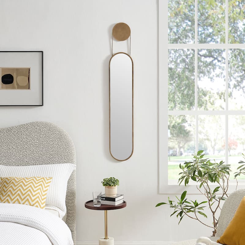 Antique Brass Oval Wall Mirror - Horizontal or Vertical Wall Mount