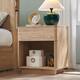 Modern Nightstand with Charging Station, End Table, Wood Beside Table
