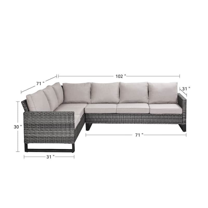 Outdoor Sectional Sofa High Back Sofa with Cushion
