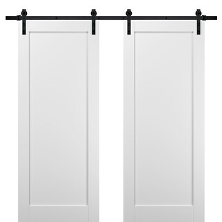 Sliding Double Barn Doors Hardware / Quadro 4111 White Silk