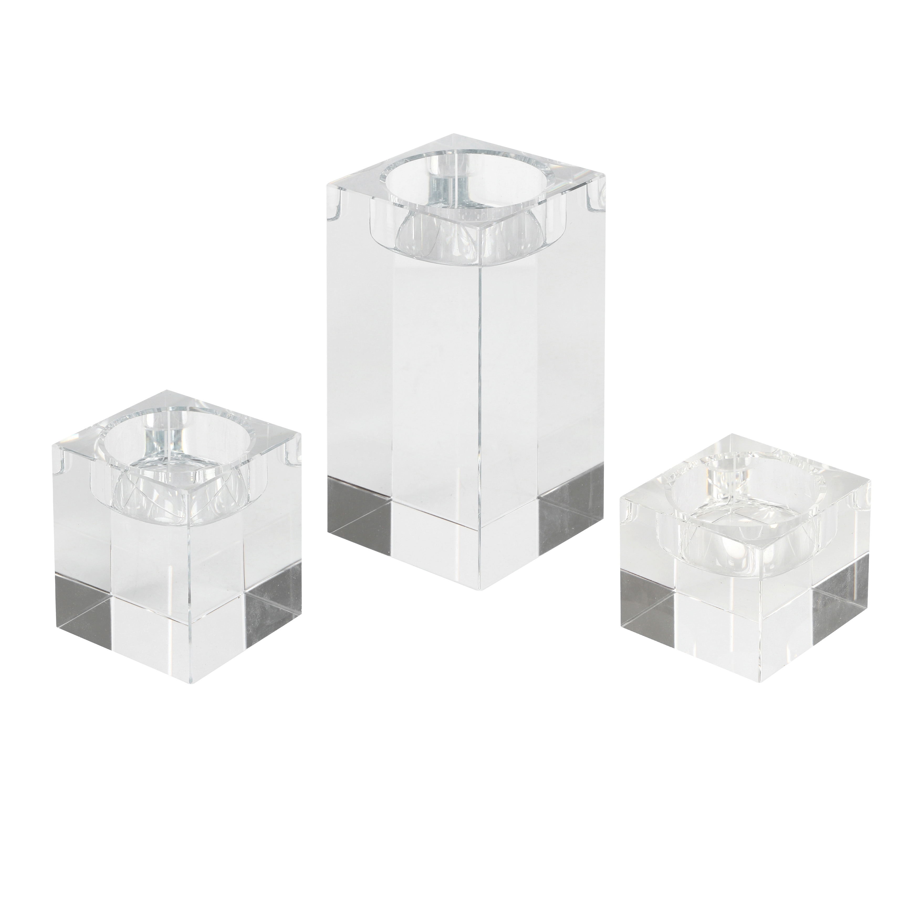 Crystal Candle Holder - Modern Glass Votive Holder, Minimal Tabletop Decor