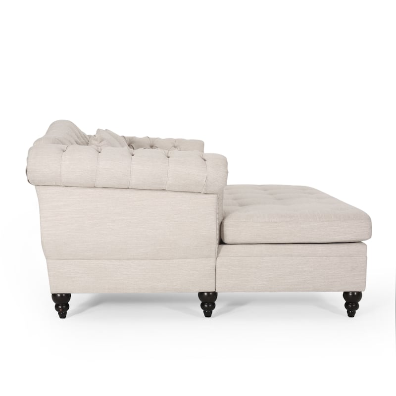 Wellston Tufted Double Chaise Lounge by Christopher Knight Home - 62.50" L x 58.50" W x 34.00" H