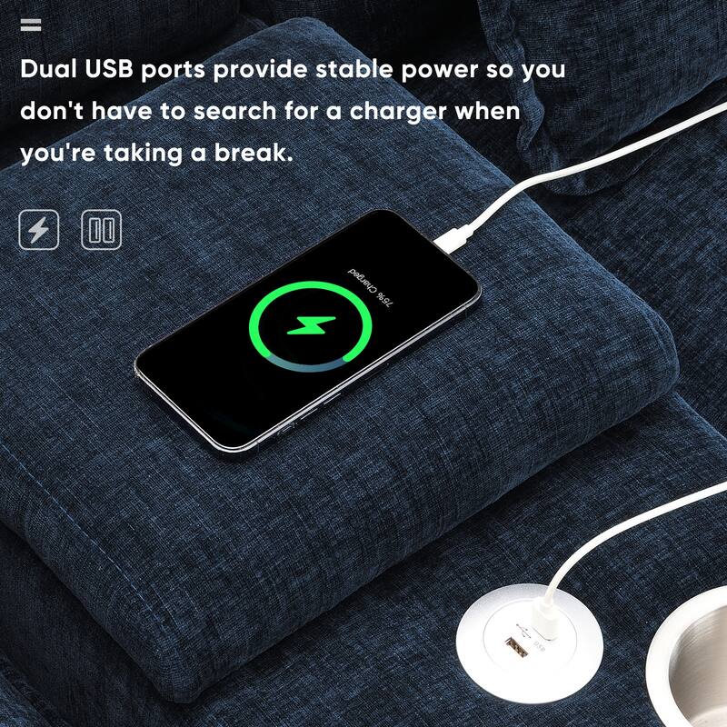 U-Shaped Sectional Sofa With Console,Cup Holders And Usb Charger,6 Seat Upholstered Symmetrical,Chenille Cloud Couch With Chaise