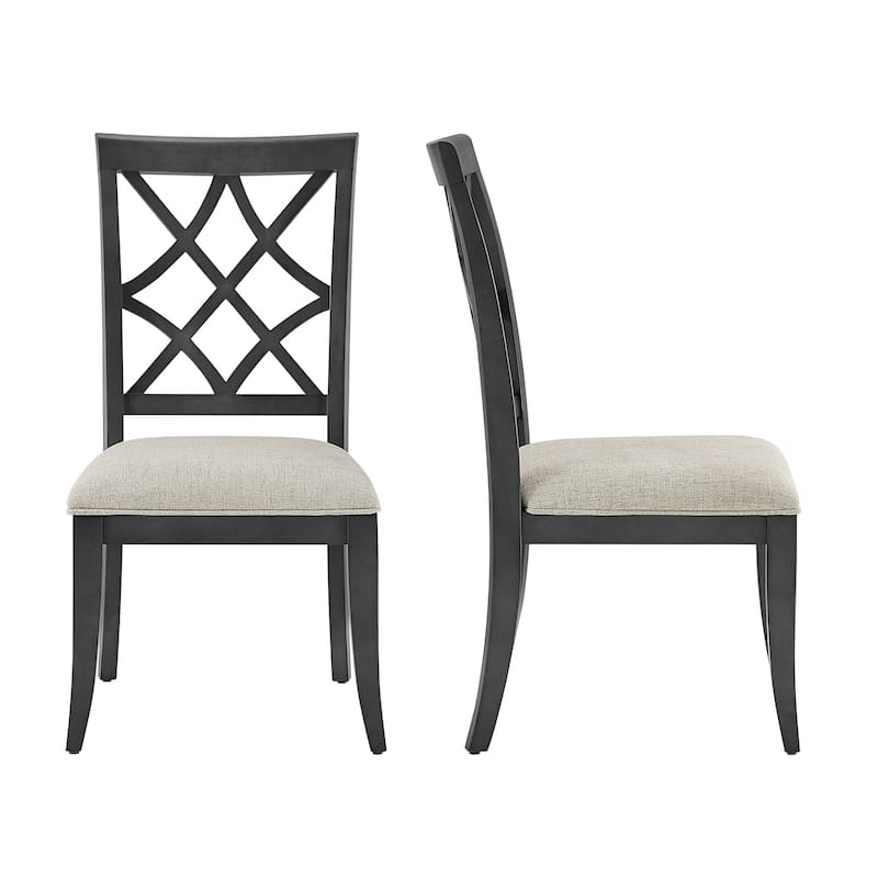 Set of 2 Mid-Century Retro Upholstered Dining Chairs - Dark Oak-Armless