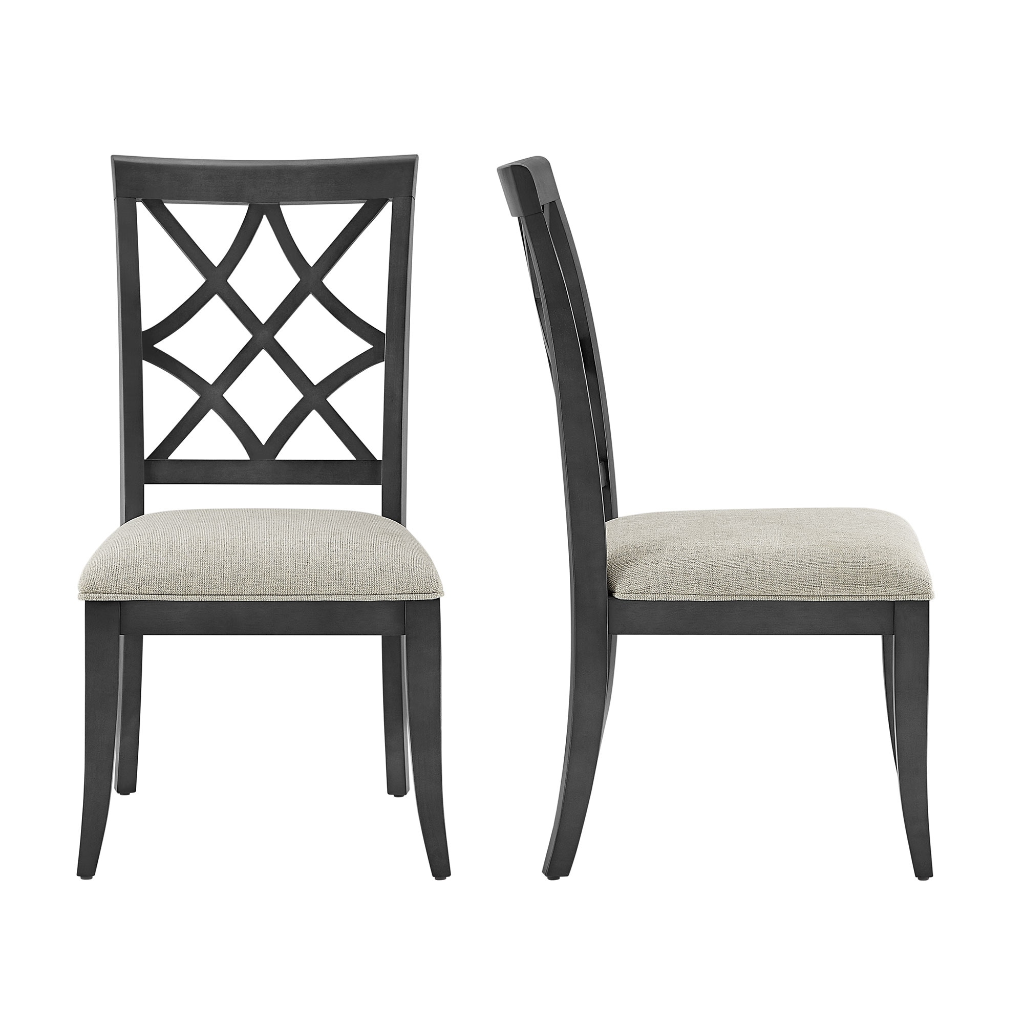 Wooden Retro Upholstered Dining Chairs Set of 2