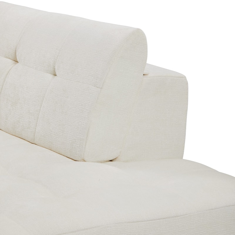 119.3" Curved L-Shaped Chenille Sectional Sofa, No Assembly Required