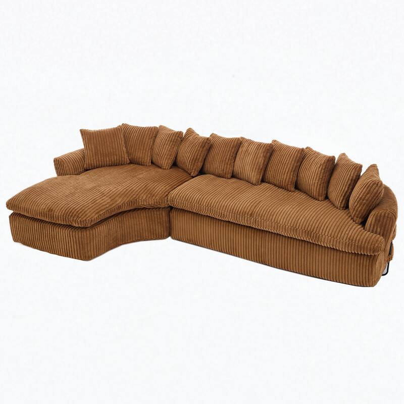 127" Modular Sectional Upholstered Sofa, L Shaped Couch with 10 Pillows, Modern Curved Couches with Left Chaise Lounge