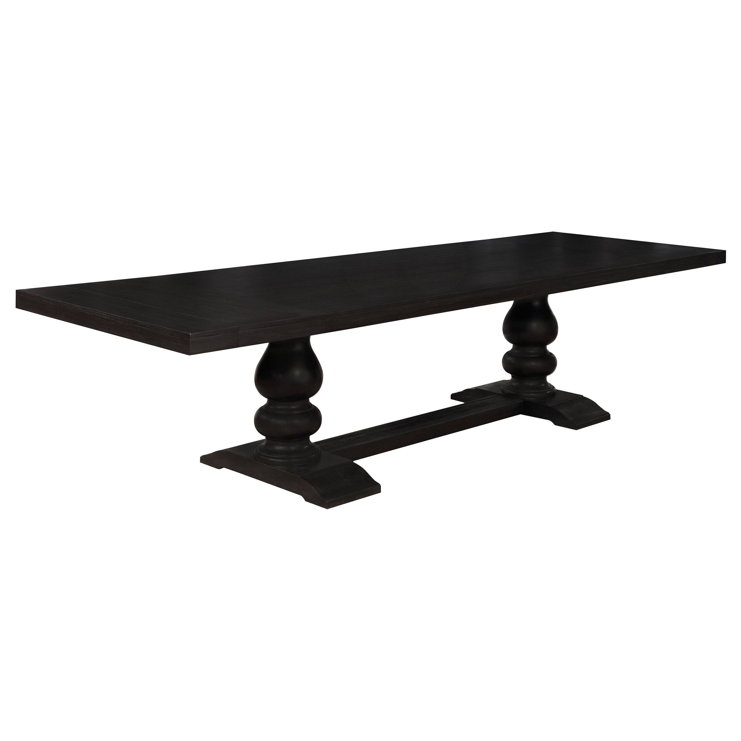 Phelps Distressed Noir Rectangular Trestle Dining Table Set