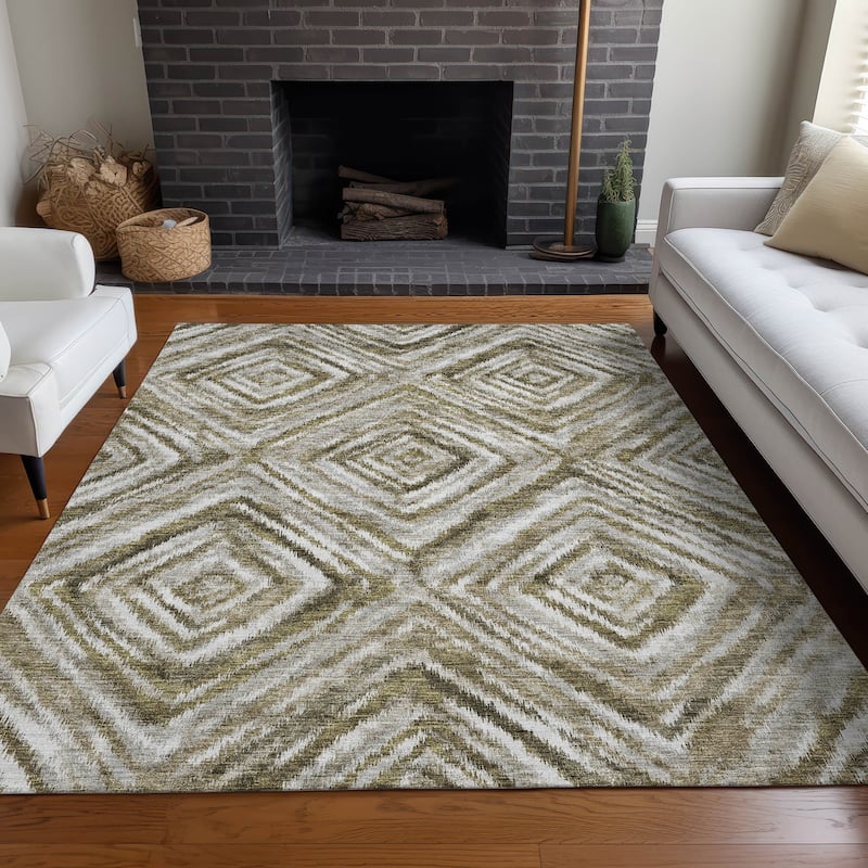 Premium Washable Super Soft Modern Diamond Mayfield Rug - Brown - 9' x 12' - Rectangle