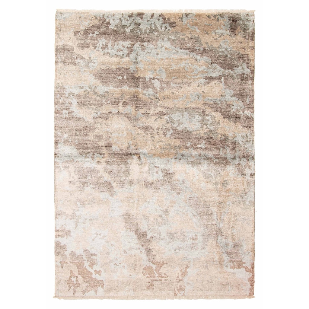 ECARPETGALLERY Hand-knotted Heritage Grey Silk Rug - 5'4 x 7'7