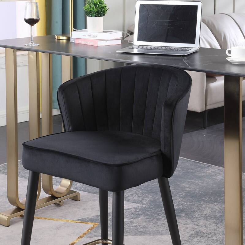 Velvet Upholstered Counter Height Bar Stool, Set of 2